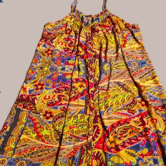 KARMA Hwy Silky Relaxed Palazzo Jumper Paisley Purple/Lime Grn NWT OS - Picture 3 of 7